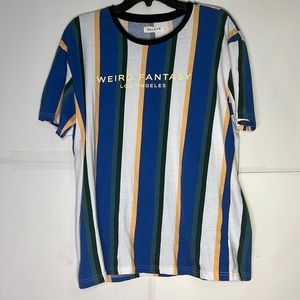 Men’s PacSun Weird Fantasy Striped T-Shirt Size Large